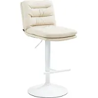 CLP Barhocker Damar Kunstleder höhenverstellbar und drehbar | creme Farbe creme Gestell Farbe weiß