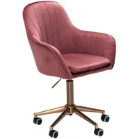 KADIMA DESIGN Schalenstuhl SANDRA, Samtstoff, goldener Metallfuß, max. 120 kg in Rosa | Gr.: onesize