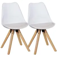 KADIMA DESIGN 2er Set Esszimmerstühle "Lund": Skandinavisches Design, Komfortables Sitzen. Weiß, Material: Kunstleder, 49x52x87 cm |