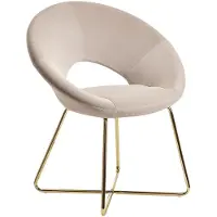 KADIMA DESIGN Esszimmerstuhl "Neto": Samtbezug, Metallbeine, Kunststoffnoppen. Beige |