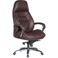 KADIMA DESIGN Chefsessel "Miron" aus Leder, Multiblockwippmechanik, bis 120 kg. Braun, 67x67x137 cm |