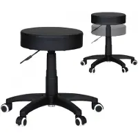 KADIMA DESIGN Bürohocker Kosmetik Leder-Optik, 360° Drehbar, 44-55cm Verstellbar in Schwarz | Gr.: onesize