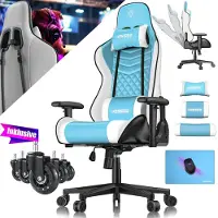 Kesser Gaming Stuhl Ergonomisch Bürostuhl mit Kopfstütze & Lendenkissen | Racing Gamer Stuhl 150kg belastbar | Armlehne 360° | Drehbarer Schreibtischstuhl Gaming Chair + Gummi-Rollen
