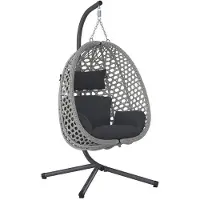 Ambia Garden Hängesessel , Grau, Dunkelgrau , Metall, Kunststoff, Textil , Füllung: Polyester , 94x111x68 cm , Gartenmöbel, Hängesessel