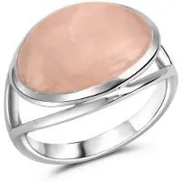 Celesta Silber Ring Silber 925 rhodiniert mit echtem Rosenquarz