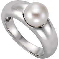 Zeeme Pearls Ring 925 Sterling Silber Muschelkernperle weiß