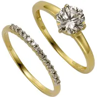 Celesta Gold Ring-Set Gold 375 zweifarbig mit weißen Zirkonia-Steinen