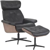 Xora Relaxsesselset , Braun, Schwarz , Holz, Textil, Leder , Kombination Echtleder/Lederlook , Büffelleder , Birke , Schichtholz , 82x85-117x102 cm ,