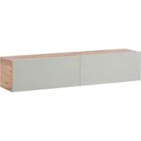Beliani TV-Möbel Hellgrün Faserplatte 140 cm Hängend 2 Türen Holzoptik Schmal Modern Schlicht TV-Hängeschrank Fernsehschrank TV-Lowboard Wohnzimmer