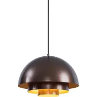 QAZQA - Skandinavisch Skandinavische Hängelampe I Pendellampe I Pendelleuchte Dunkelbronze mit Gold I Messingener Innenseite - Loes I Wohnzimmer I Schlafzimmer - Aluminium Rund - LED geeignet E27