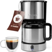 Clatronic Kaffeemaschine mit Thermoskanne für 8–10 Tassen Kaffee (ca. 1,2L) | Filterkaffeemaschine Edelstahl | doppelwandige Thermoskanne | kein Temperaturverlust | Kaffeemaschine 800W | KA 3805