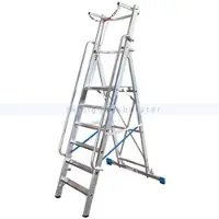 Krause Alu-Stufen-Stehleiter, mit großer Standplattform, mit Sicherheitsbügel und Kette, 14 Stufen