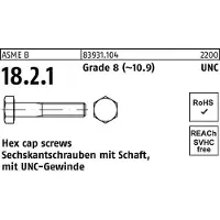 Industrial Quality Supplies ASME B 18.2.1 Sechskantschraube UNC 7/8x3 1/2" Stahl 10.9 blank"