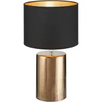 FISCHER&HONSEL GMBH Honsel Bronz Tischleuchte E27 Stoffschirm schwarz Chintz, goldfarben bronze 50658