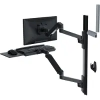 Ergotron Wandarbeitsplatz LX Pro, Tastaturablage und Monotorhalterung, bis 34″, neig-/schwenk-/drehbar, höhenverstellbar, VESA, Metall, schwarz