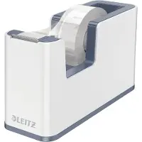 Leitz Klebefilmabroller WOW, ergonomisch, für Klebebandrollen mit B 19 mm x L 33 m, inkl. Klebeband, recycelbarer ABS-Kunststoff, weiß/grau