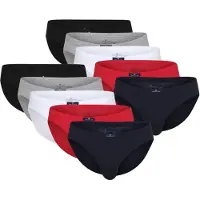 Tom Tailor Slip "Slip Mini Slip 10er Pack 10er Pack", Herren, Gr. M, bunt (blau, weiß, rot), Obermaterial: 100% Baumwolle CO., Unterhosen Slip
