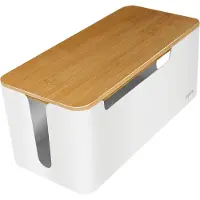 Logilink Kabelbox weiß mit Bambus-Deckel