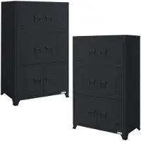 ECD-Germany 2Er Set Aktenschrank 75x40x120cm Anthrazit Stahl Freistehend