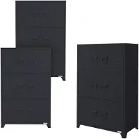 ECD-Germany 3Er Set Aktenschrank 75x40x120cm Anthrazit Stahl Freistehend