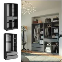 Vicco Kleiderschrank Elmo Anthrazit 200 x 200 cm 2er Set, Model 50209
