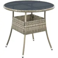 Juskys Polyrattan Gartentisch Yoro rund - wetterfest Ø 80 cm Outdoor Tisch - Grau