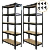 Monster Racking 2 x Schwarze Regaleinheit 5 Etagen Garagenlager Regal 75 x 150 x 30 cm