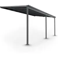 Juskys Terrassenüberdachung Borneo 5,5 x 3 m – Aluminium Terrassendach mit Doppelstegplatten Sonnenschutz Wandmontage Überdachung für Terrassen Dunkelgrau