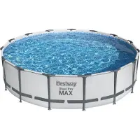 Bestway Steel Pro MAX Frame Pool Komplett-Set mit Filterpumpe Ø 457 x 107 cm, lichtgrau, rund