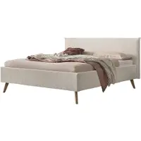 Hasena Polsterbett Selena Füße Eiche bright Bouclestoff ivory 140x200