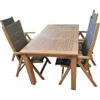 Endorphin.es Gartenset aus Akazienholz im Teakholz look,, mit 4 Klappsessel / Klappstuhl