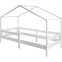 Roba Hausbett 90 x 200 cm - Kinderbett nach dem Montessori Prinzip - Erweiterbar mit Lattenrost und Hausbettbezug - Integrierter Rausfallschutz - Holz