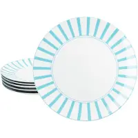 MamboCat Split türkis 6x Speiseteller Ø27cm Porzellan 6 Pers. Platte Essteller Streifen