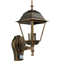 Licht-Erlebnisse Außenwandleuchte mit Bewegungssensor "Tirol" Schwarz Kupfer E27 Rustikale Lampe Terrasse
