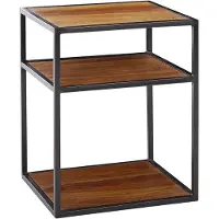 KADIMA DESIGN Massiver Sheesham-Holz Nachttisch, Industrie-Stil, 3 Ablagen | Gr.: onesize
