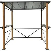 Leco Luxus-Grillpavillon 2,35 x 1,50 anthrazit mit Holzoptik