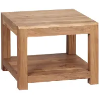 KADIMA DESIGN Couchtisch "Nako" Massivholz: Landhausstil, Ablagefach, robust, pflegeleicht. Beige, 60x60x45 cm |