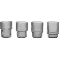 Ferm Living Wasserglas Ripple Small Smoked Grey 60 ml (4er-Set)