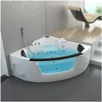 HOME DELUXE - Whirlpool - Laguna L - Weiß, Maße 157x157x65cm - inkl. Radio, Heizung und Lichttherapie I Eckwanne für 2 Personen, Indoor Badewanne