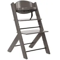 Treppy Hochstuhl Grau, 46,5x51x80 cm, mit 3-Punkt Sicherheitsgurt, anpassbarer Sitzfläche und Fußstütze, ab 6 Monaten bis 99 Jahre