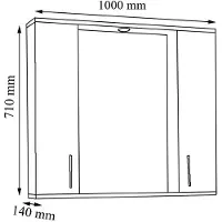 VCM Badschrank zeitlos | Maße ca. H. 71 x B. 100 x T. 14 cm | ausreichend Stauraum | Spiegelschrank mit Beleuchtung - Silora XL
