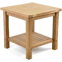 VCM Blumenhocker | Beistelltisch | Gartentisch Teakholz | Blumentisch | Balkontisch | Maße 50 x 50 cm