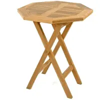 VCM Klapptisch | Beistelltisch klappbar | Gartentisch Teakholz | Balkontisch | Achteckig Ø 60cm