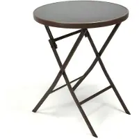 VCM Klapptisch | Glastisch | Stehtisch braun | klappbar Bistrotisch | Bartisch | Terrassentisch | Ø 60cm