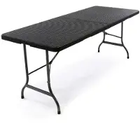 VCM Klapptisch | Maße 180x75x70 cm | Partytisch | Gartentisch klappbar | Rattanoptik