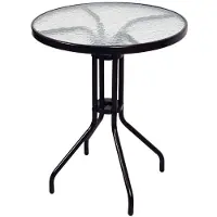 VCM Bistrotisch mit Glasplatte | Glastisch | Gartentisch | Terrassentisch | Tisch Glas | Ø 60cm
