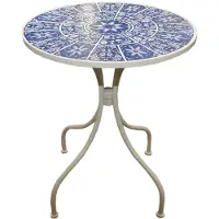 HTI Runder Metalltisch Santorin mit Fliesendekor, Ø 60 cm, Höhe 70 cm