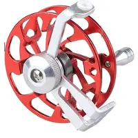 König Design Angelrolle Eisfischen Fliegenrolle Spinning 50 mm Aluminium Rot