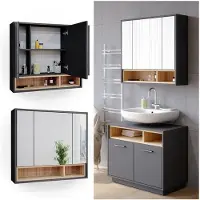Vicco Badspiegelschrank Beatrice Anthrazit 80 x 72 cm, Model 34837