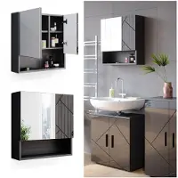 Vicco Badspiegelschrank Irma Anthrazit Hochglanz 54 x 55 cm, Model 34520